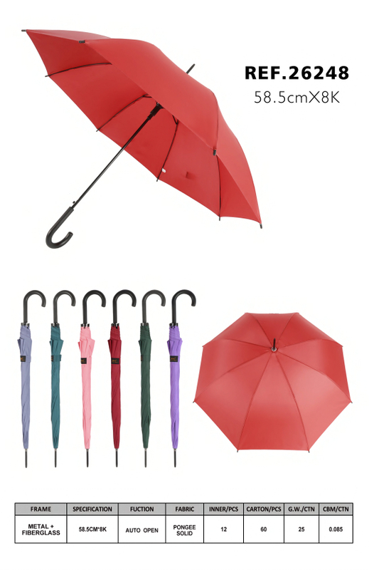 Solid Color Auto Open Straight Umbrella -26248