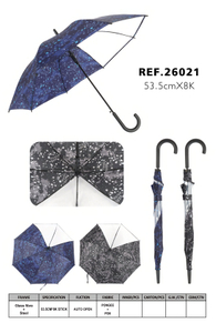 Starry Sky Printed Auto Open Rotatable Stick Umbrella-26021