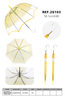 Cream Yellow Ruffled POE Clear Auto Open Stick Umbrella -26103