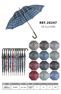 Classic Tartan Auto Open Straight Umbrella -26247