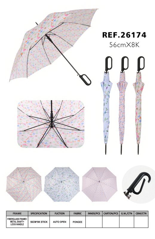 Floral Auto Open Stick Umbrella-26174